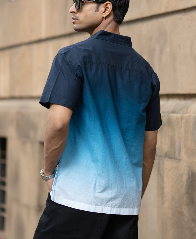Powerlook Dark Navy Ombre Shirt Cotton