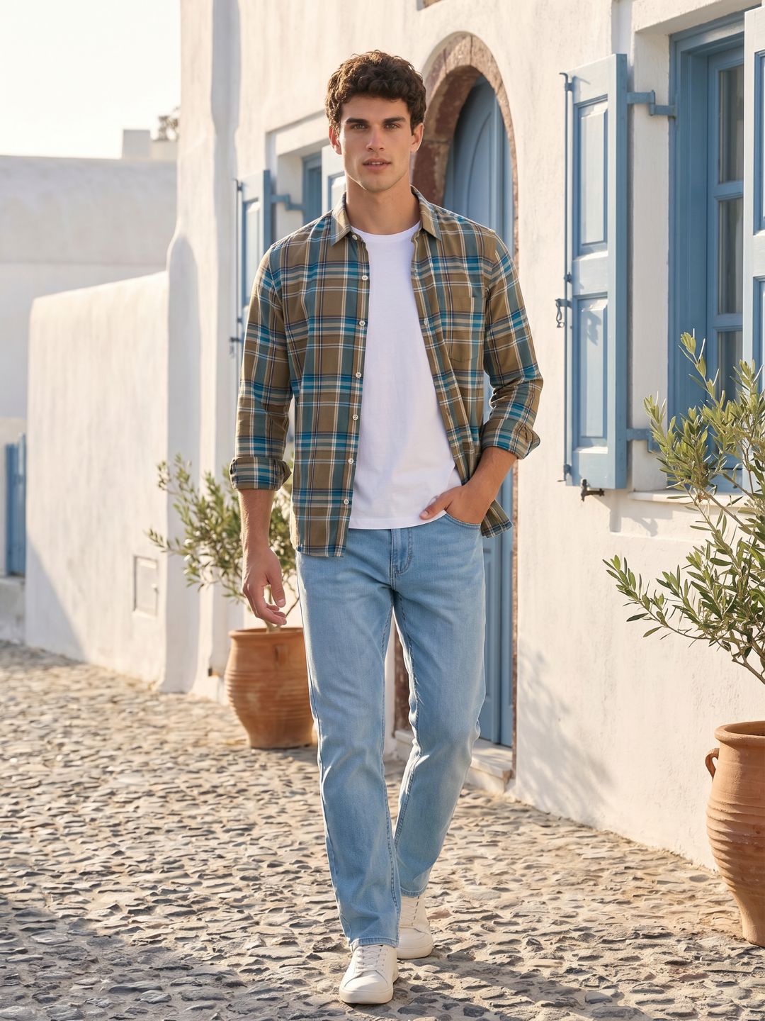 Mokajodi Men's Slim Fit Checks Regular Shirt