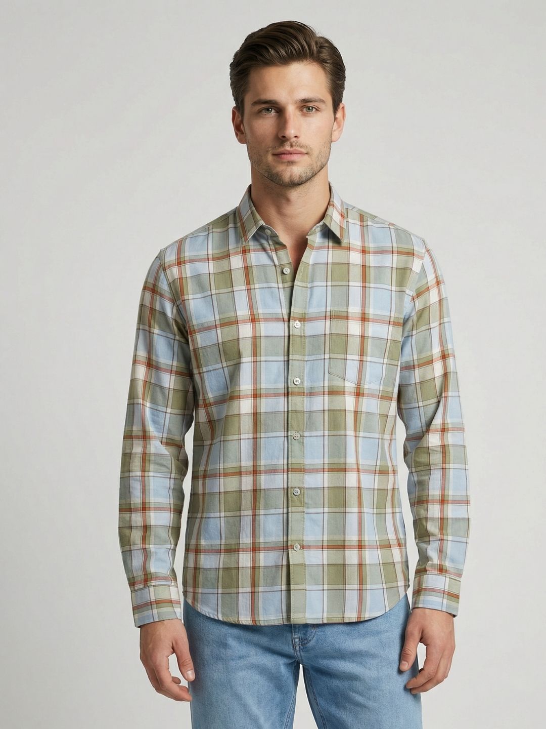 Mokajodi Men's Slim Fit Checks Regular Shirt