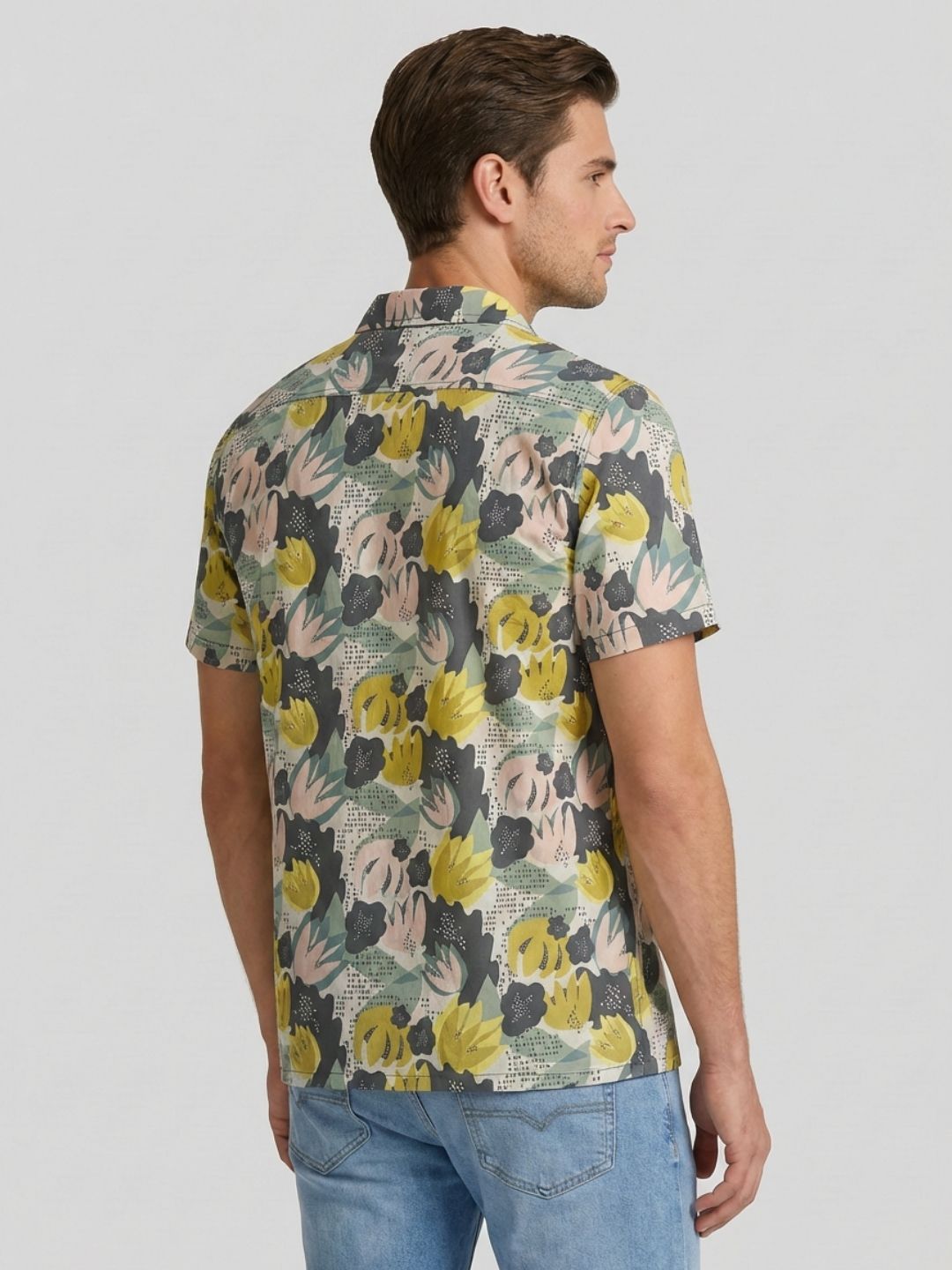 Mokajodi Men's Relaxed Printed Cuban Collar Shirt