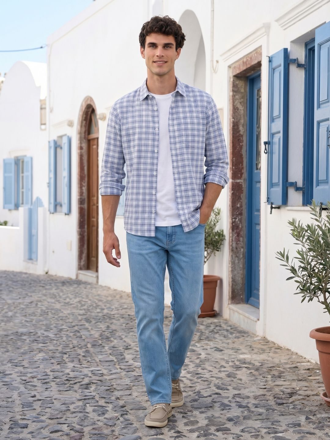 Mokajodi Men's Slim Fit Checks Regular Shirt