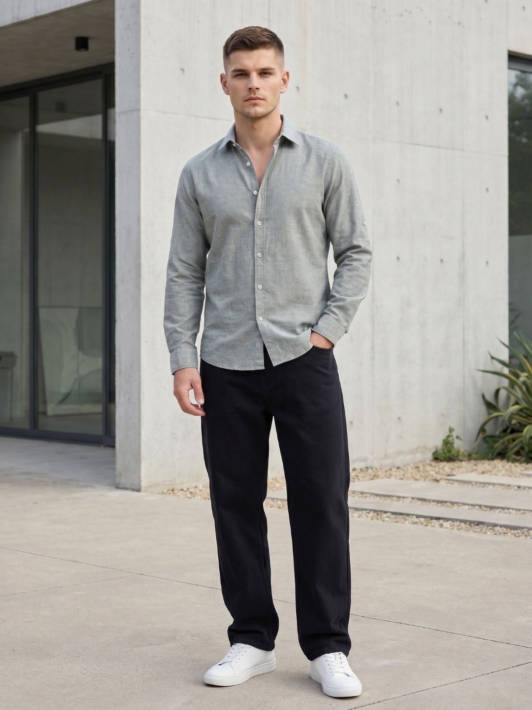 Mokajodi Men's Slim Fit Linen Regular Shirt