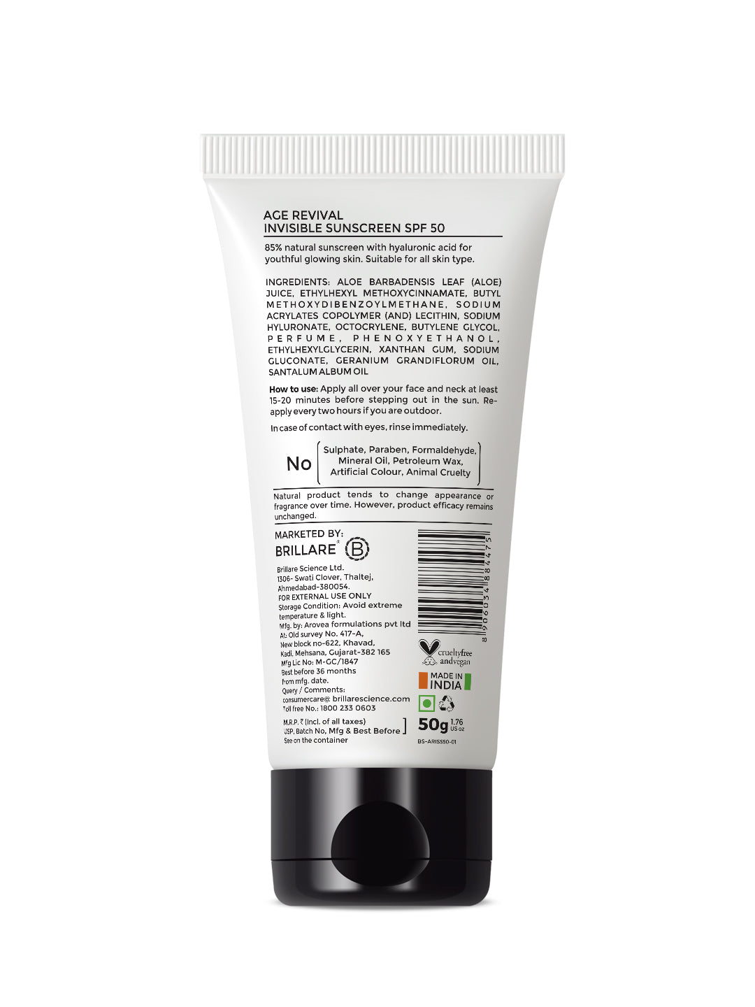 Brillare Age Revival Invisible Sunscreen Spf 50 (50g)