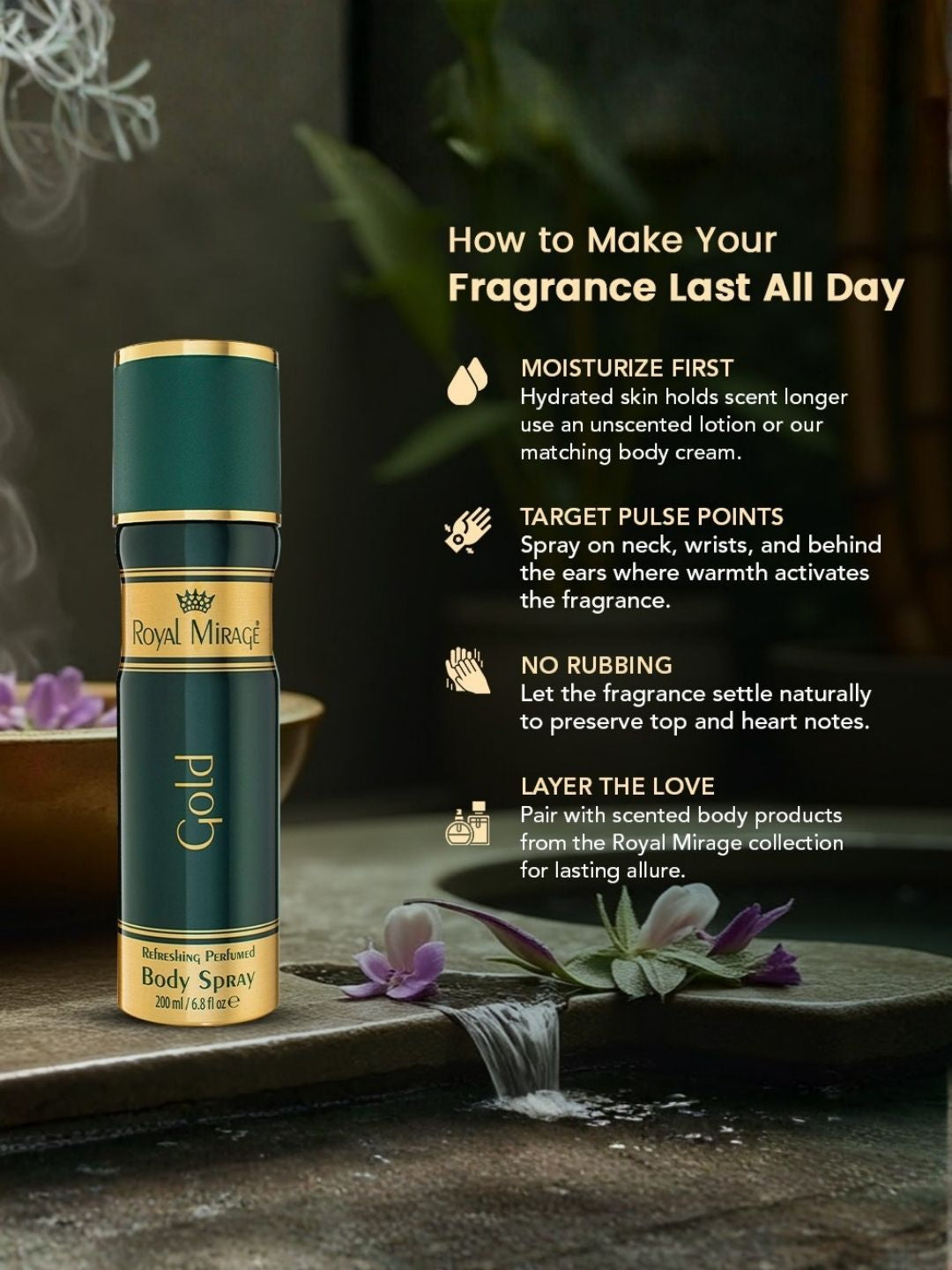 ROYAL MIRAGE BODY SPRAY 200ML GOLD