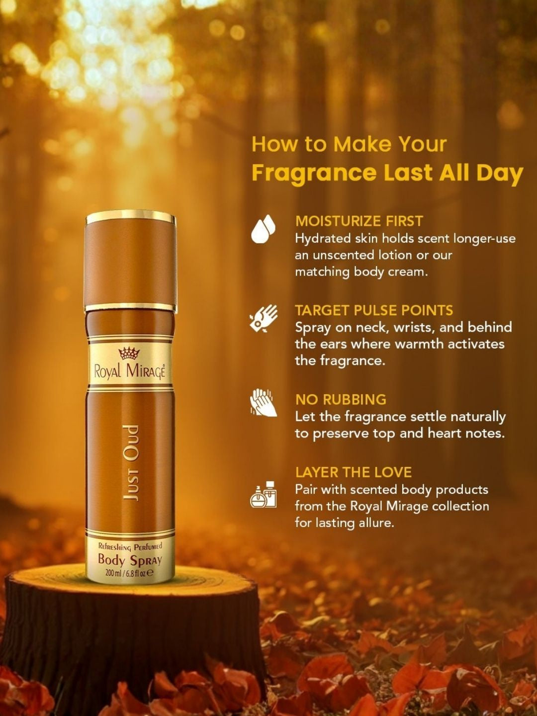 ROYAL MIRAGE BODY SPRAY 200ML JUST OUD