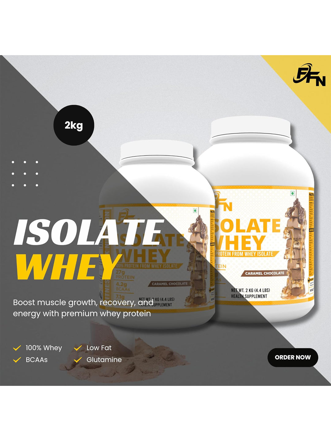 Fitness Freak Nutrition Isolate Whey Protein Caramel Chocolate Powder (2 kg)