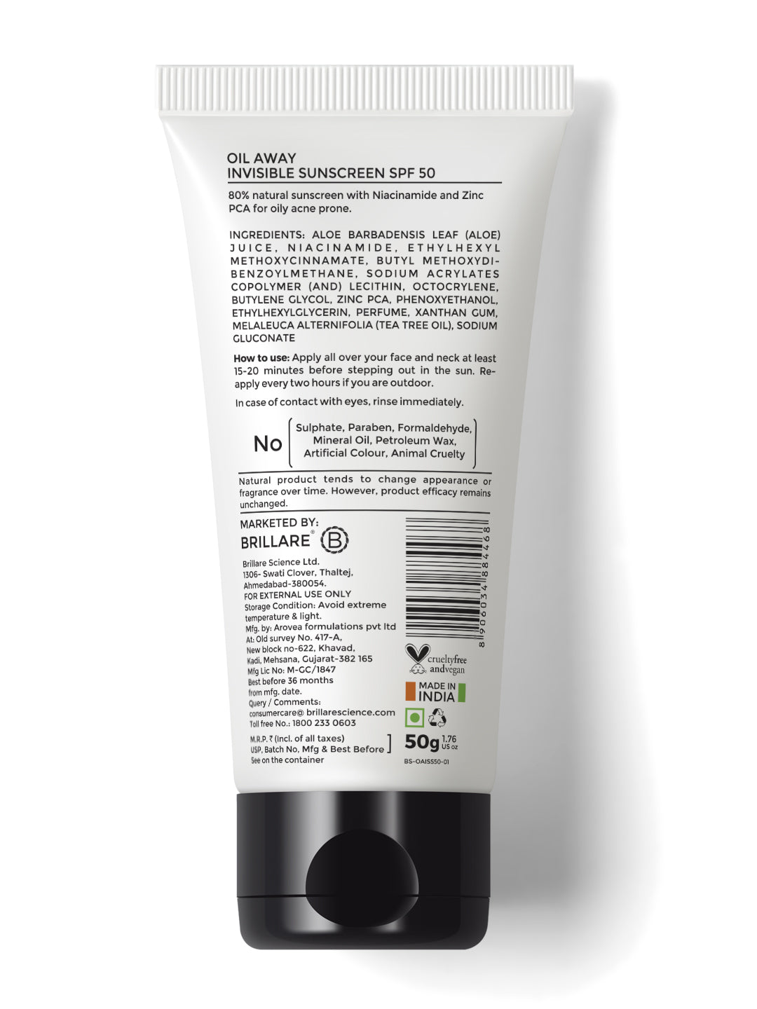 Brillare Oil Away Invisible Sunscreen Spf 50 (50g)