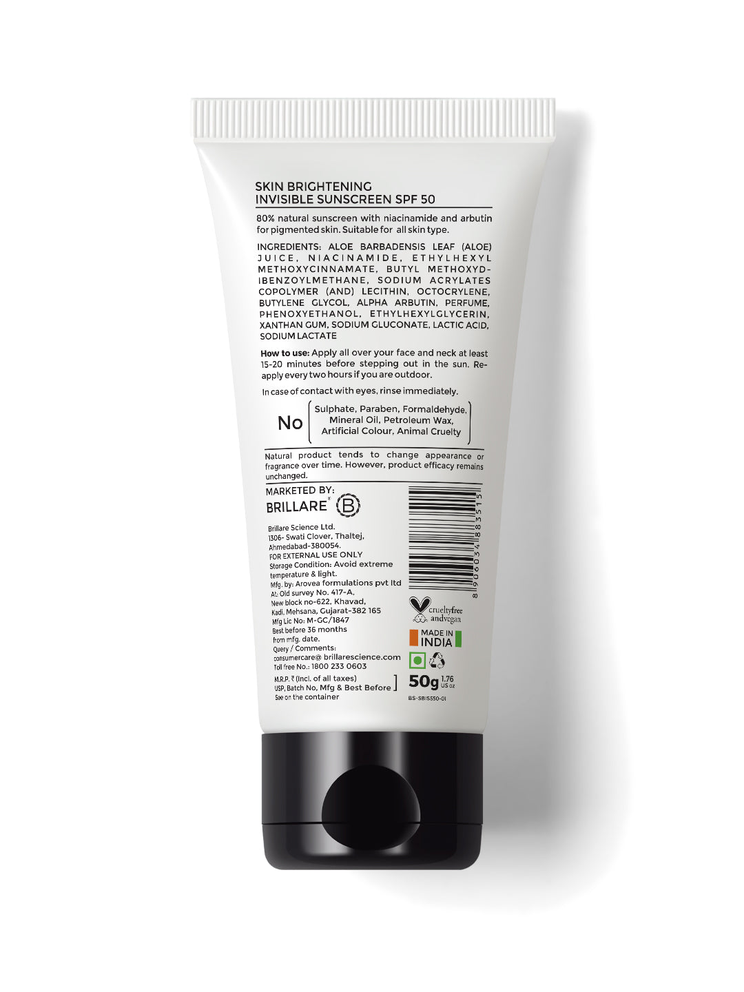 Brillare Skin Brightening Sunscreen Spf50 With Niacinamide (50gm)
