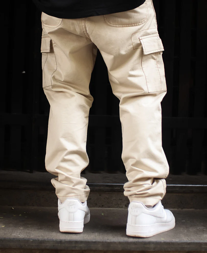 Powerlook Cream Regular Fit Pocket Cargo Pant