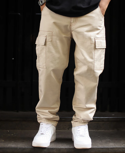 Powerlook Cream Regular Fit Pocket Cargo Pant