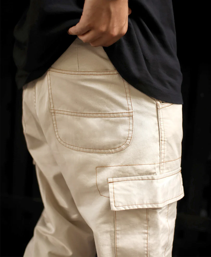 Powerlook Cream Regular Fit Pocket Cargo Pant