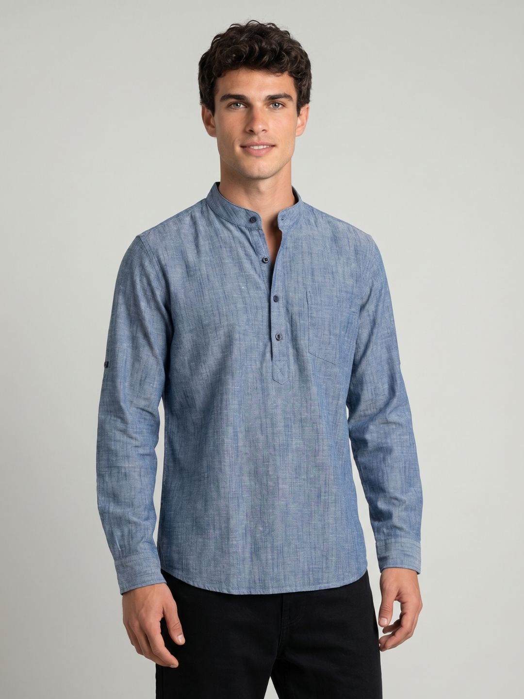 Mokajodi Men's Slim Fit Linen Regular Kurta Shirt