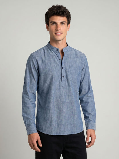Mokajodi Men's Slim Fit Linen Regular Kurta Shirt