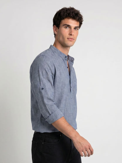 Mokajodi Men's Slim Fit Linen Regular Kurta Shirt