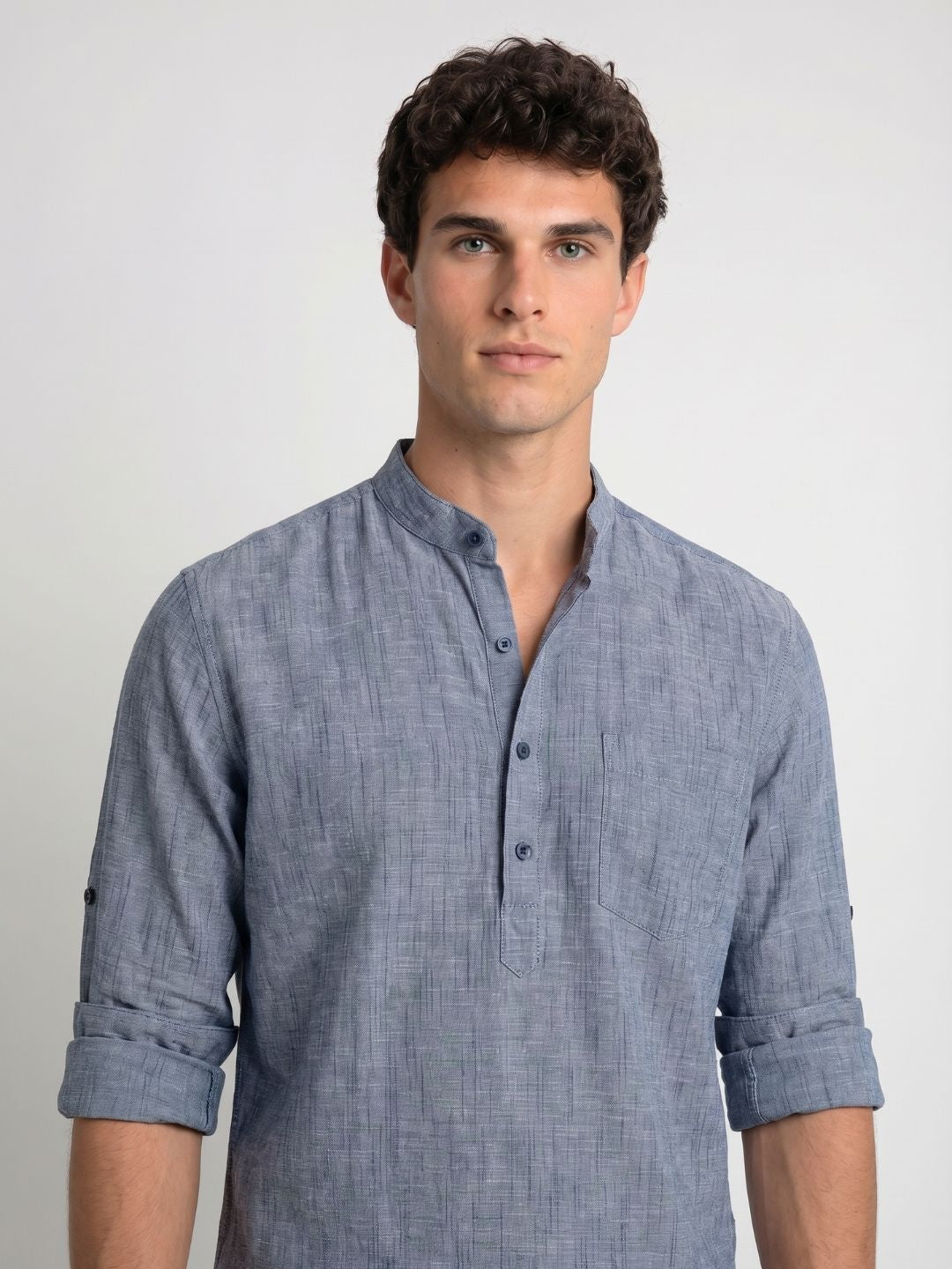 Mokajodi Men's Slim Fit Linen Regular Kurta Shirt