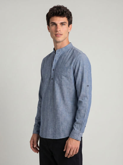 Mokajodi Men's Slim Fit Linen Regular Kurta Shirt