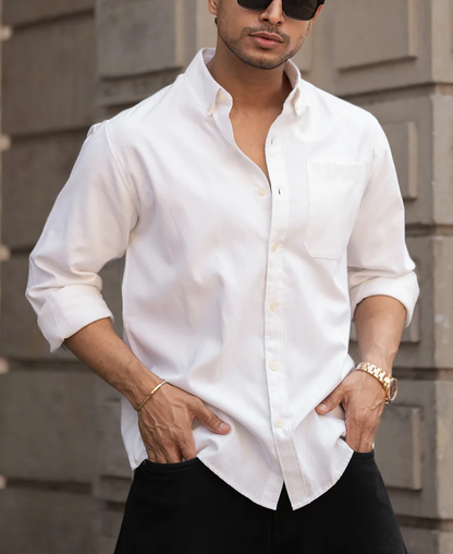 Powerlook White Oxford Shirt  Cotton