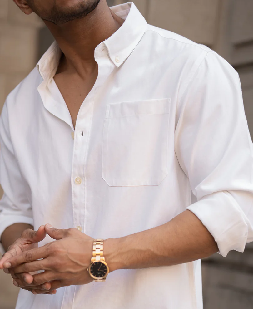 Powerlook White Oxford Shirt  Cotton