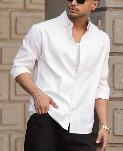 Powerlook White Oxford Shirt  Cotton