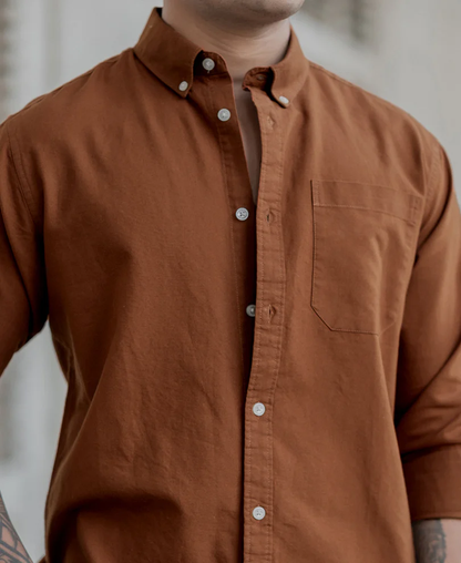 Powerlook Tan Oxford Shirt  Cotton