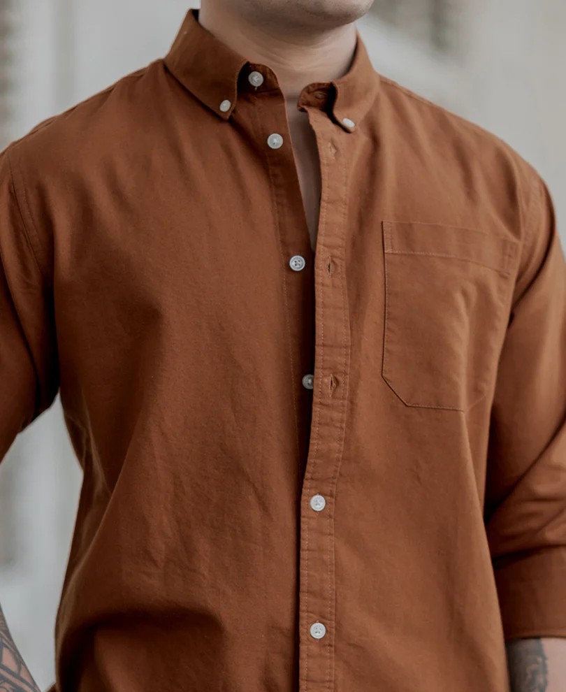 Powerlook Tan Oxford Shirt  Cotton