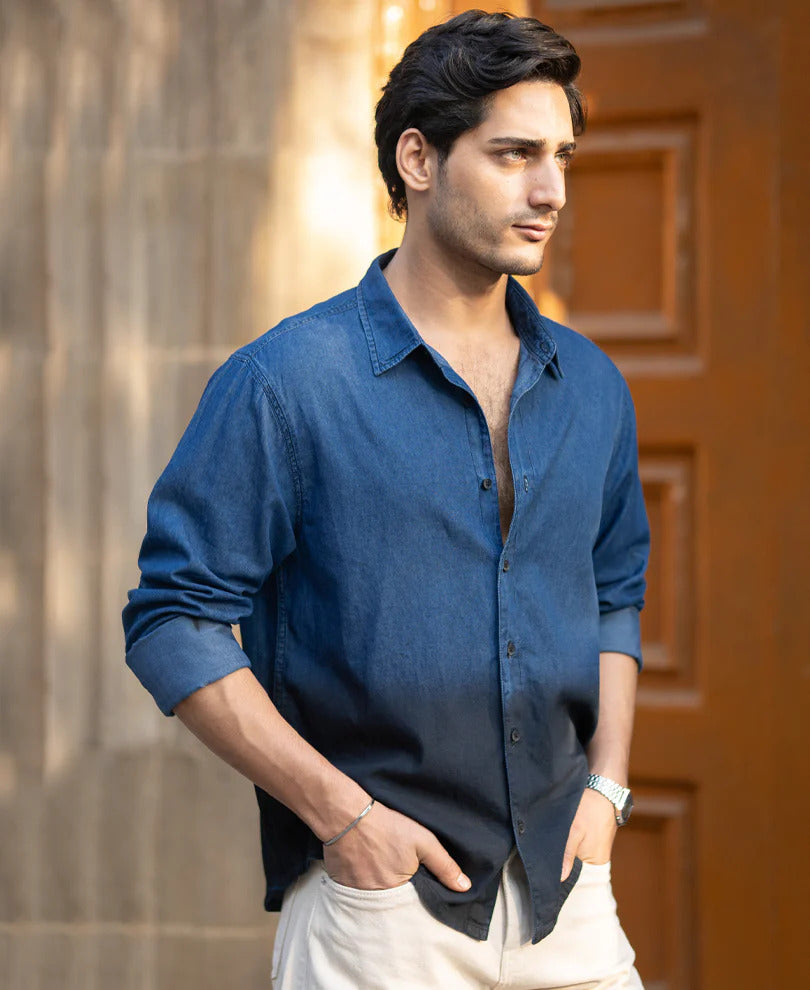 Powerlook Indigo Ombre Lightweight Shirt  Cotton