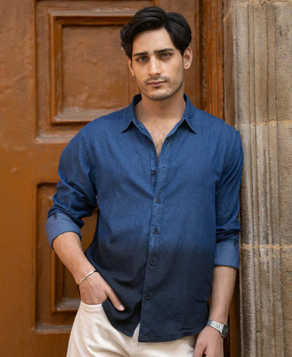 Powerlook Indigo Ombre Lightweight Shirt  Cotton
