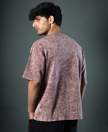 Powerlook Brown Washed Graphic T-Shirt  Cotton