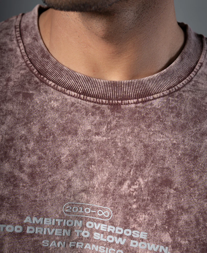 Powerlook Brown Washed Graphic T-Shirt  Cotton