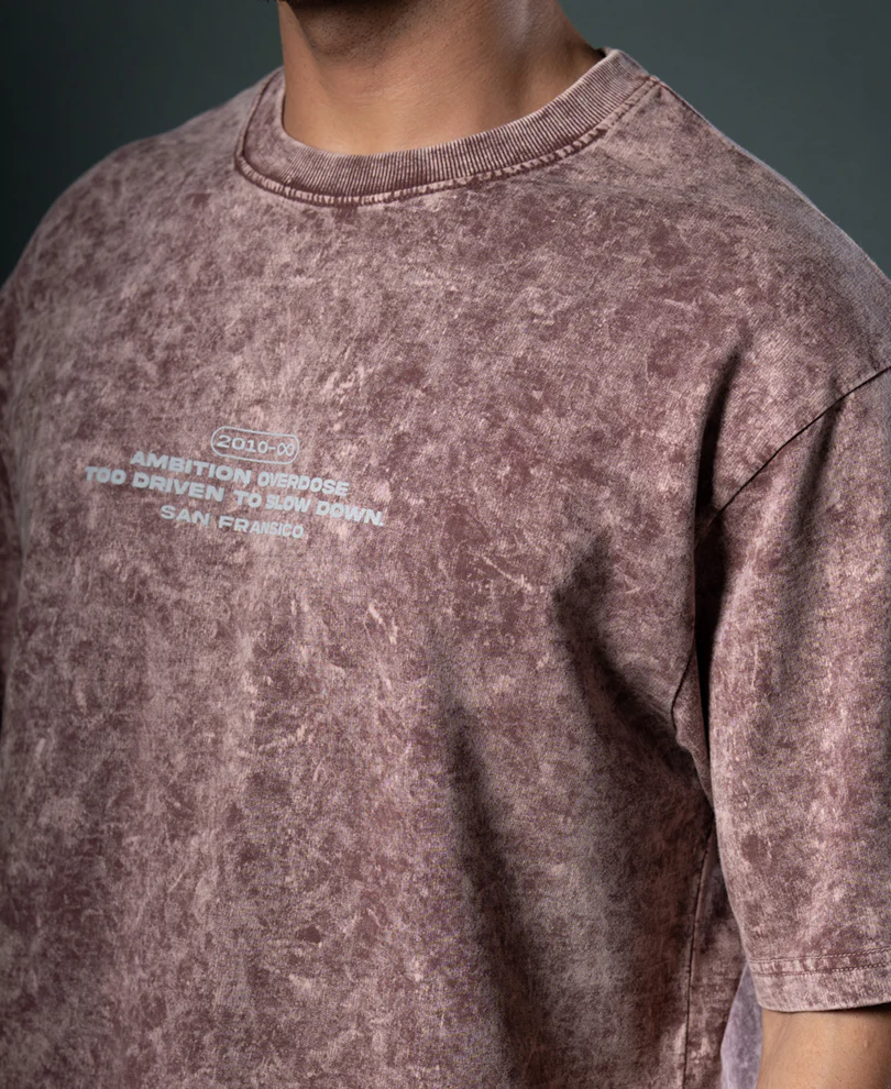 Powerlook Brown Washed Graphic T-Shirt  Cotton