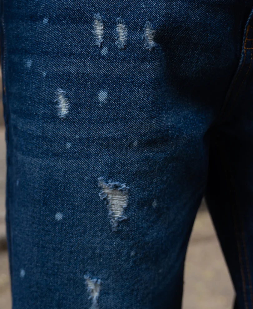 Powerlook Dark Blue Distressed Baggy Fit Jeans