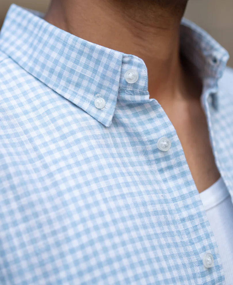 Powerlook Light Blue Micro Checks Shirt