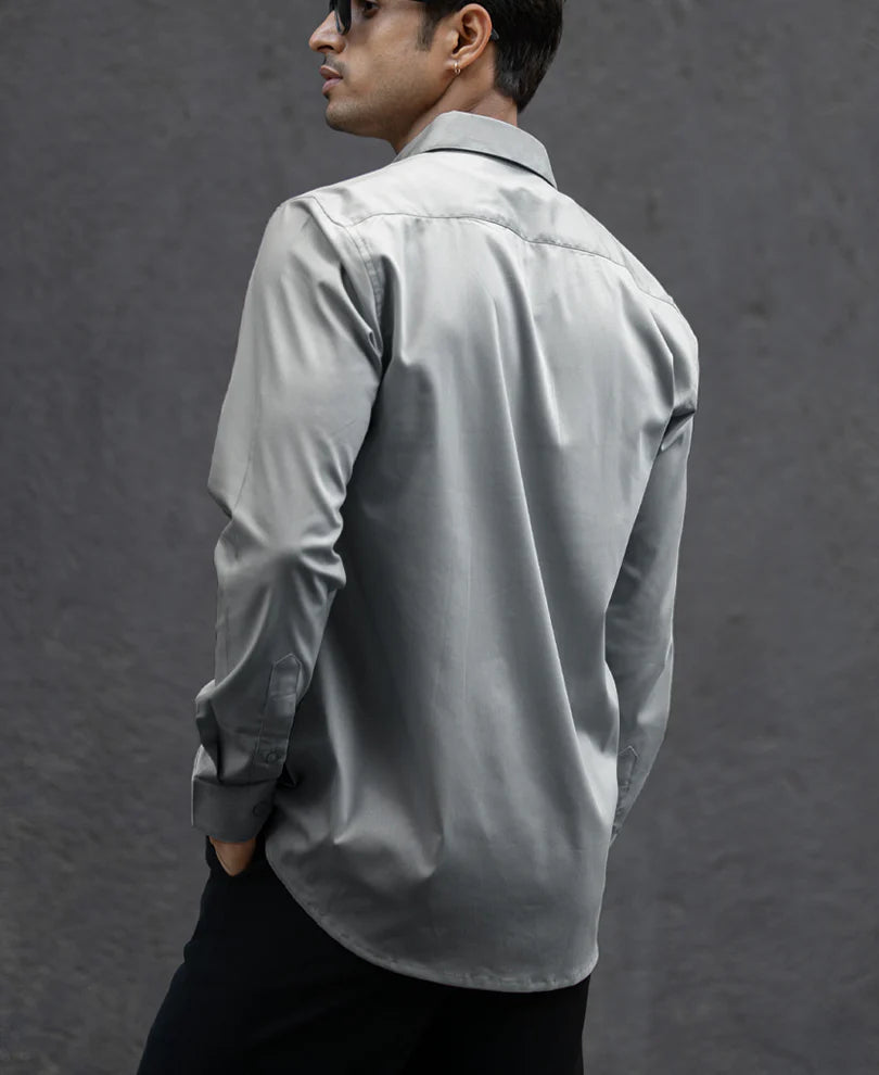 Powerlook Grey Melange Stretch Shirt