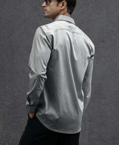 Powerlook Grey Melange Stretch Shirt