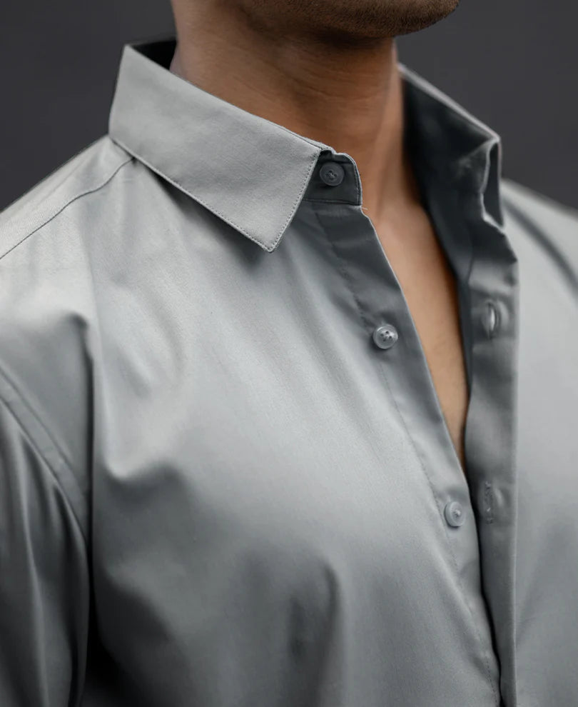 Powerlook Grey Melange Stretch Shirt