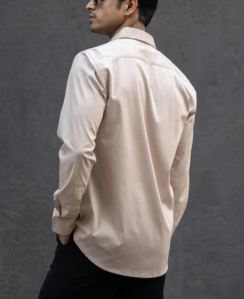 Powerlook Beige Melange Stretch Shirt