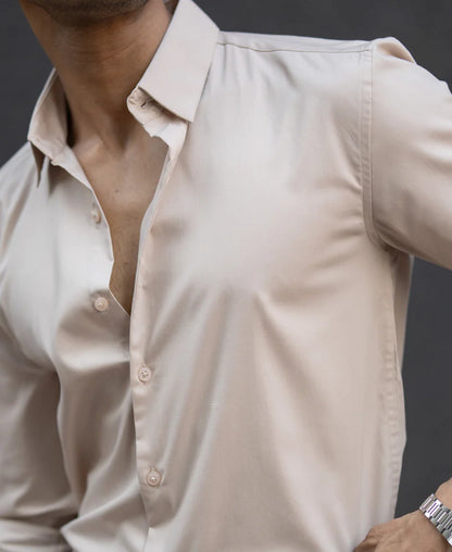 Powerlook Beige Melange Stretch Shirt