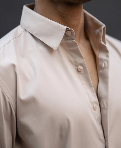 Powerlook Beige Melange Stretch Shirt