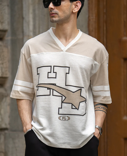 Powerlook White Printed Oversize T-Shirt