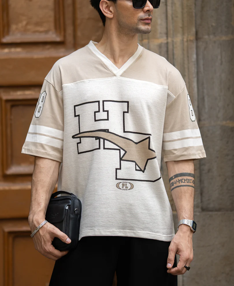 Powerlook White Printed Oversize T-Shirt
