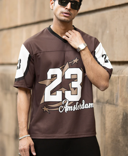Powerlook Brown Printed Jersey T-Shirt