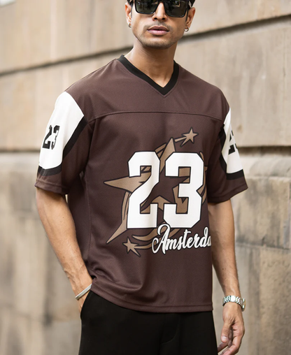 Powerlook Brown Printed Jersey T-Shirt