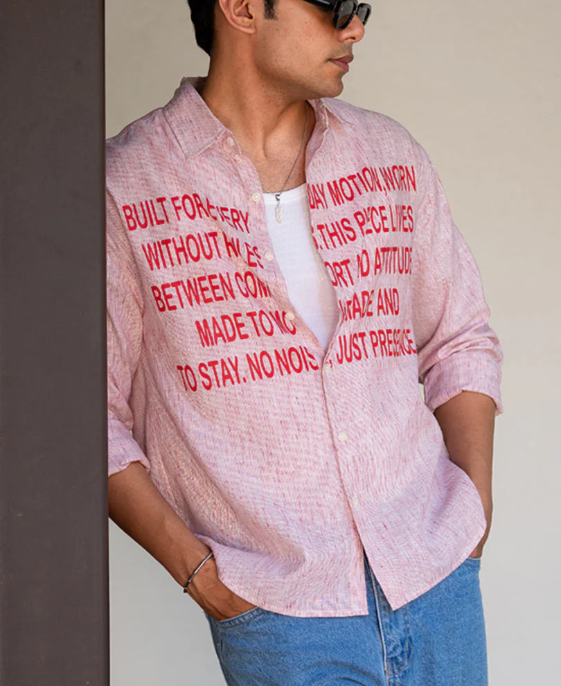 Powerlook Red Pin Stripe Printed Shirt