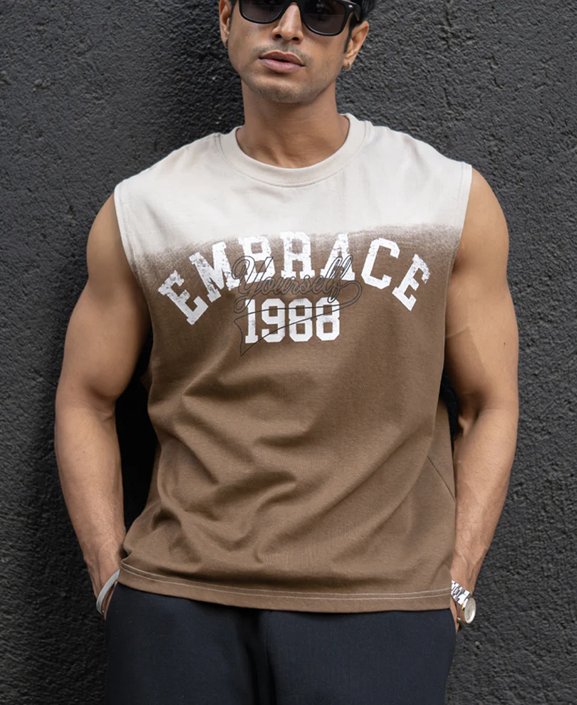 Powerlook Brown Ombre Graphic Sando 100% Cotton