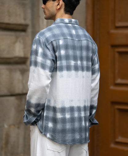 Powerlook Blue Abstract Print Shirt  Cotton