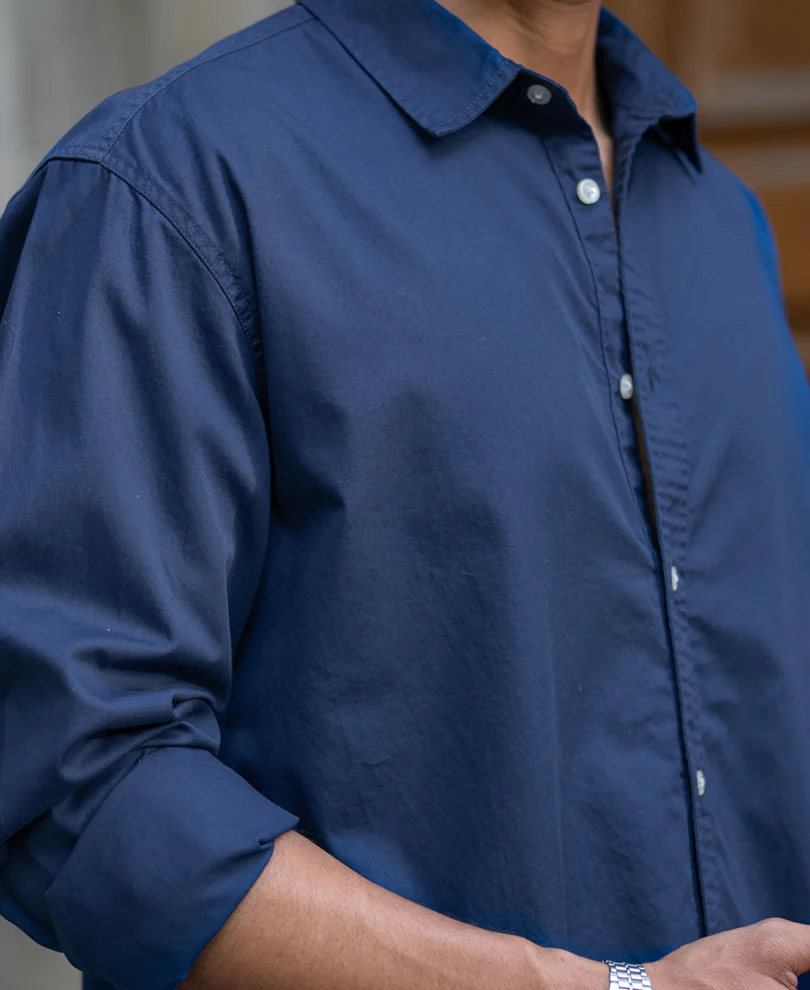 Powerlook Blue Washed Shirt  Cotton