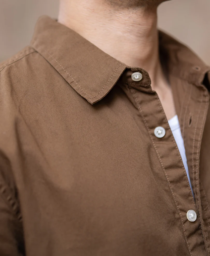 Powerlook Tan Brown Washed Shirt  Cotton