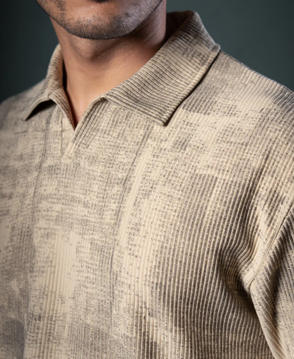 Powerlook Beige Grunge Print T-Shirt