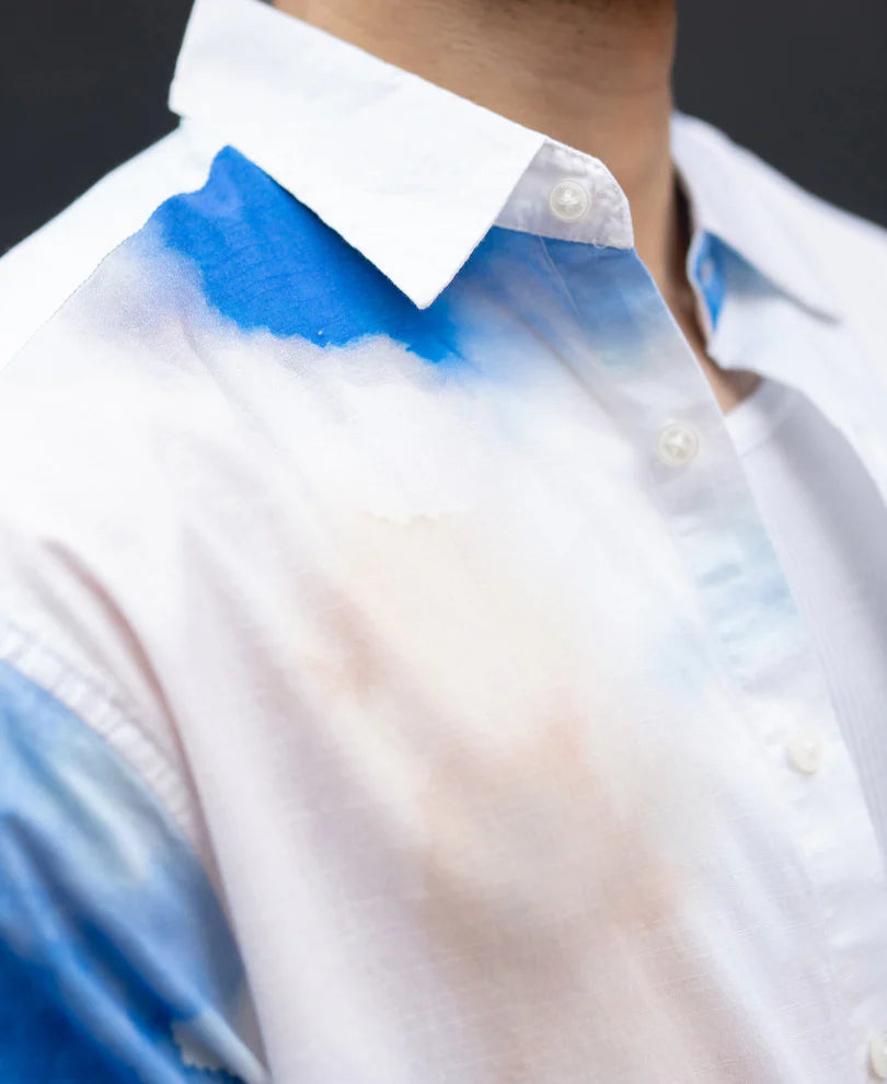 Powerlook Blue Tie Dye Print shirt  Cotton