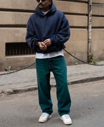 PowerlookBlue Tinted Baggy Fit Jeans